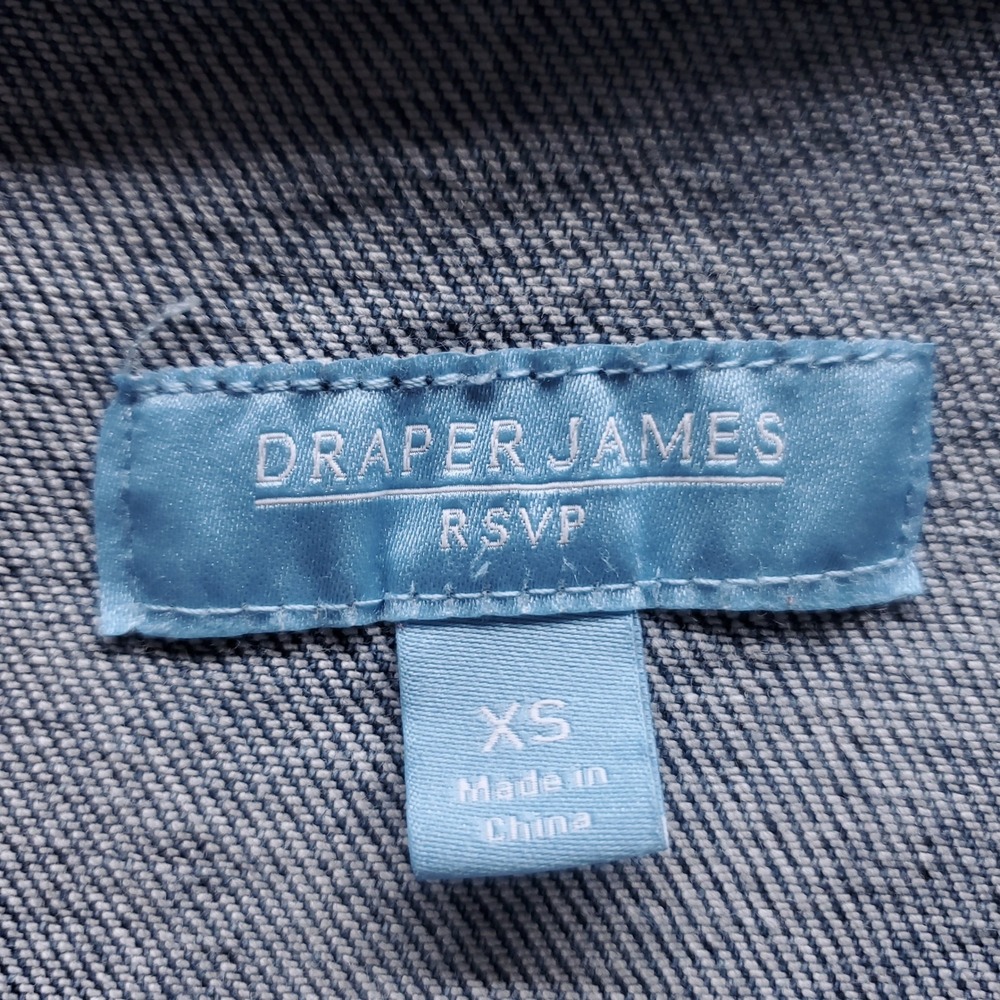 Draper James RSVP Sleeveless Denim Shirt Dress XS Blue Stretch Tie Belt Preppy - Picture 3 of 10